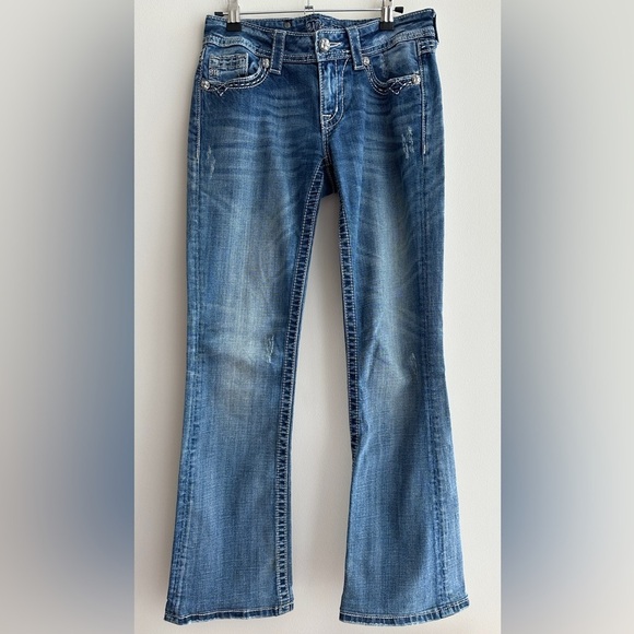 Miss Me Women's Embellished Rhinestone Blue Bootcut Jeans, Size 27 - Picture 1 of 16